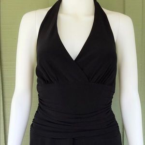 Jones New York Black Ruched Waist Halter Dress
